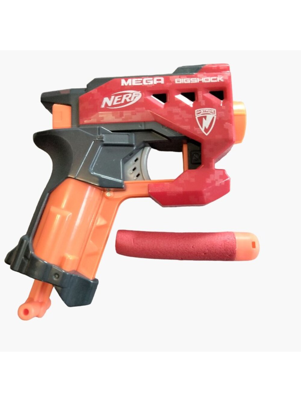 Nerf Mega Bigshock Pistol Hand Gun Spring Loaded USED Tested Working 1 Ammo